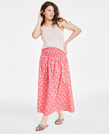 Women's Cotton Smocked Maxi Skirt, Created for Macy's On 34th