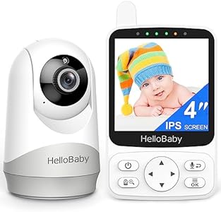 HelloBaby Baby Monitor - Portable Video Baby Monitor with Camera and Audio, 4" IPS, 29-Hr Battery, 1000ft Range, Night Vision, 2-Way Audio, No WiFi,Temperature, Ideal for Travel HelloBaby