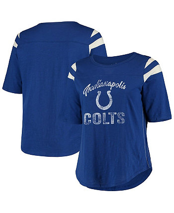 Женская футболка Royal Indianapolis Colts большого размера Curve Touchdown с короткими рукавами Touch