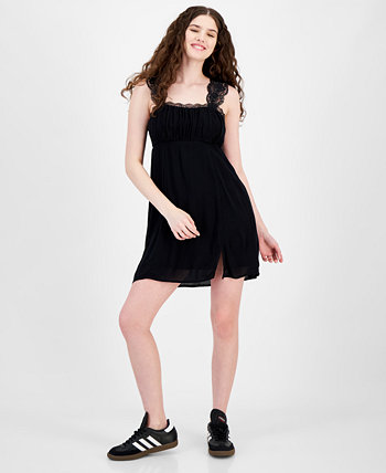 Juniors' Lace Trim Mini Dress Self Esteem