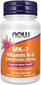 NOW Foods Supplements, Vitamin K2 (MK-7) 300 mcg, Extra Strength, Supports Bone Health*, 60 Veg Capsules (Вегетарианские капсулы) NOW Foods