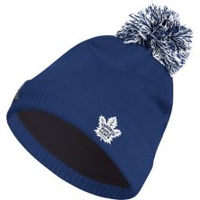 Мужская вязаная шапка adidas Blue Toronto Maple Leafs COLD.RDY с манжетами и помпоном Adidas
