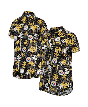 Женская черная рубашка Pittsburgh Steelers с цветочным принтом Harmonic на пуговицах FOCO