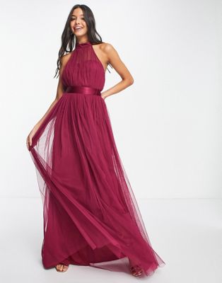 Красно-сливовое платье с вырезом на шее Anaya With Love Bridesmaid - RED Anaya