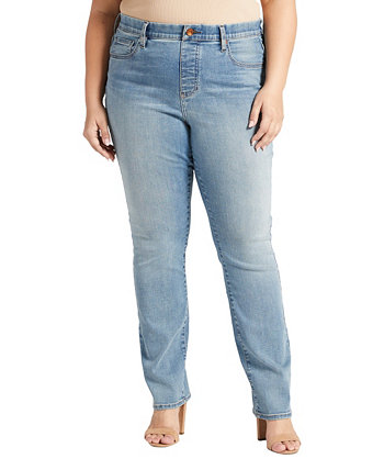 Плюс размер Прямые джинсы без застежек Vivie с высокой посадкой JAG