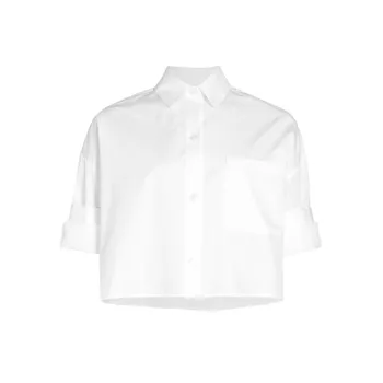Next Ex Shadow Striped Cotton Crop Shirt TWP