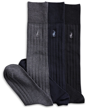 3 пары мужских носков поверх платья для теленка Ralph Lauren