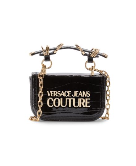 Кожаная сумка через плечо с логотипом Versace Jeans Couture