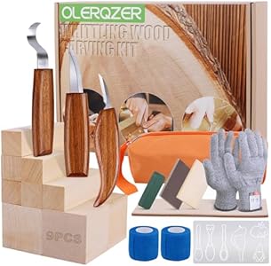 26-in-1 Wood Carving Kit with Detail Wood Carving Knife, Whittling Knife, Wood Chisel Knife, Gloves, Carving Knife Sharpener for Spoon, Bowl, Kuksa Cup Olerqzer