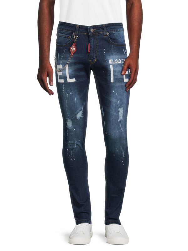 Рваные джинсы узкого кроя с логотипом Elie Balleh