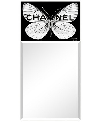 Прямоугольное зеркало со скошенной кромкой "Cc Butterfly" на свободно плавающем закаленном художественном стекле с печатным рисунком, 48 x 24 x 0,4 дюйма Empire Art Direct