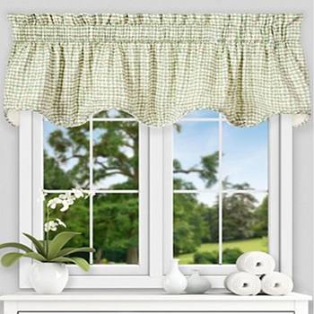 Davins High Quality Room Darkening Solid Natural Color Lined Scallop Window Valance Ellis Curtain