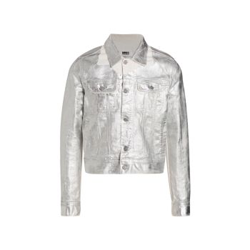 Джинсовая куртка с эффектом металлик MM6 Maison Margiela