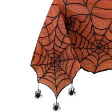 Elrene Home Fashions Crawling Halloween Spider Lace Lined Rectangle Tablecloth Elrene