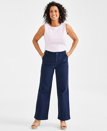 Женские саржевые брюки с высокой посадкой и широкими штанинами, созданные для Macy's Style & Co
