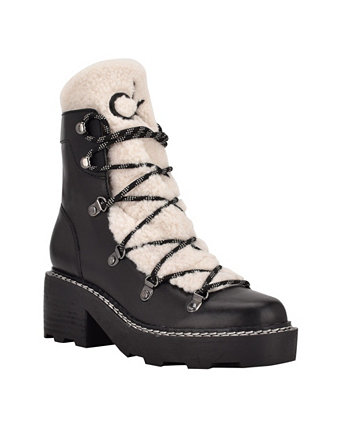 Заказать Ботинки на шнуровке Женские зимние ботинки Alaina на каблуке сошнуровкой и уютной подошвой с выс��упами для холодной погоды Calvin Klein,цвет - черный, по цене 17 430 рублей на маркетплейсе Usmall.ru