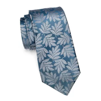 Шелковый галстук с вышивкой в виде листьев Kiton