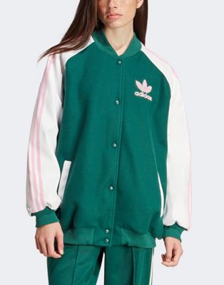 Университетская зеленая куртка с розовыми деталями adidas Originals Superstar Adidas