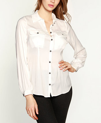 Women's Black Label Long Sleeve Button-Front Top Belldini