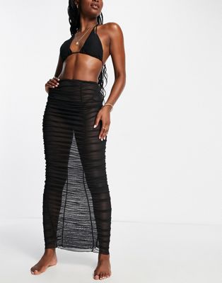 Candypants mesh ruched skirt in black Candypants