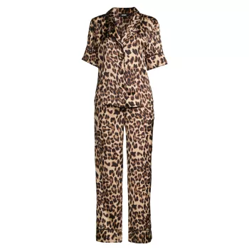 Атласный пижамный комплект с леопардовым принтом Bella APPARIS