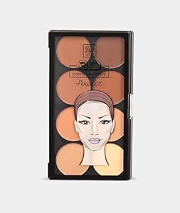 Ruby Kisses Flawless Finish with 3D Contour Cream Makeup Palette – Lightweight, Multi-Palette, Contouring Foundation, Creamy, Sculpt &Highlighting, Define Cheekbones (Dark Medium) Ruby Kisses