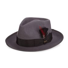 Мужская фетровая шляпа-федора с кнопками Scala с полосками и перьями из шерсти Scala SCALA