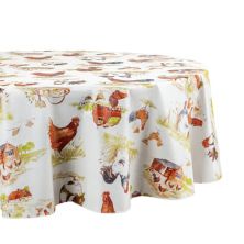 Elrene Home Fashions Vintage Rooster Farm Round/Oval Vinyl Tablecloth Elrene