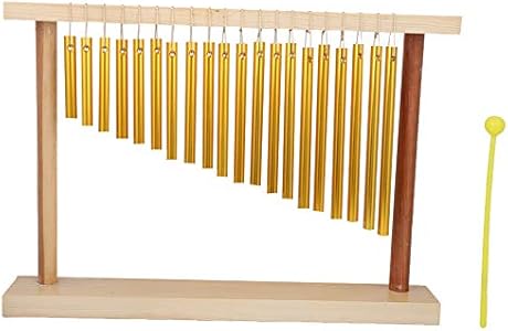 20 Tone Bar Chime Solid Wood Table Single Row Percussion Wind Chimes Musical Instrument with Hammer for Music Training LiebeWH