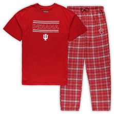 Men's Concepts Sport Crimson/Gray Indiana Hoosiers Big & Tall Plaid Pants Sleep Set Unbranded