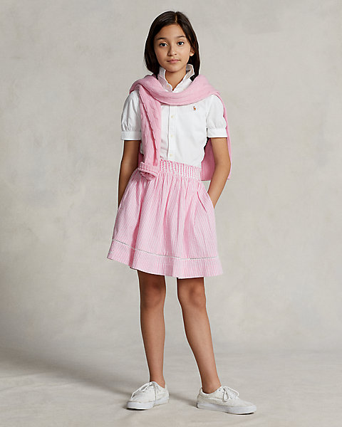 Полосатая хлопковая юбка из жатого хлопка Ralph Lauren