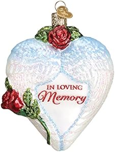 Old World Christmas Pink Glittered Heart Glass Blown Ornament for Christmas Tree Old World Christmas