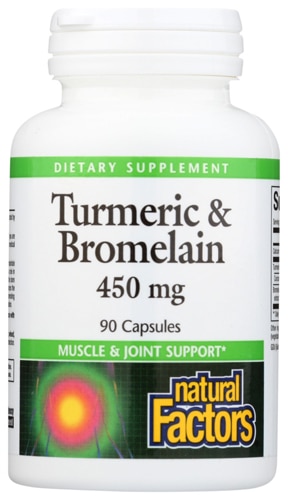 Куркума и Бромелаин - 450 мг - 90 капсул - Natural Factors Natural Factors