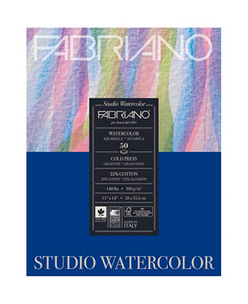 Блокнот для акварели Studio, холодная печать, 11 x 14 дюймов, 140 фунтов, 50 листов Fabriano