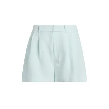 Andie Pleated Linen-Blend Shorts Paige