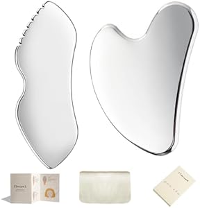 Stainless Steel Gua Sha Facial Tools, Face Comb & Massager Metal Gua sha Tool for Blood Circulation & Lymphatic Drainage, Body and Face Gua Sha Stone for Tighten Skin FSwsawX