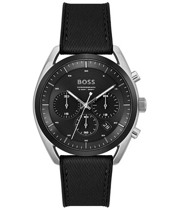 Мужские кварцевые модные часы с хронографом, черные силиконовые часы из черной ткани, 44 мм BOSS