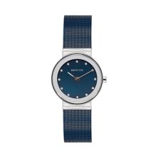 BERING Женские классические часы из нержавеющей стали с синей сеткой - 10126-307 Bering