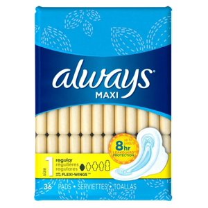 Always Maxi Size 1 Regular Pads with Flexi Wings, 36 Count Always