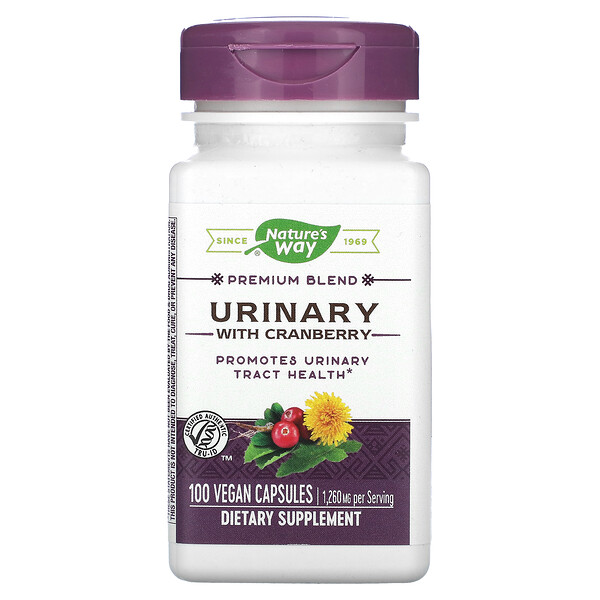 Urinary с клюквой, 1260 мг, 100 веганских капсул (420 мг на капсулу) Nature's Way
