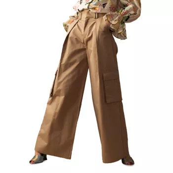 Широкие брюки-карго с высокой посадкой Cynthia Rowley