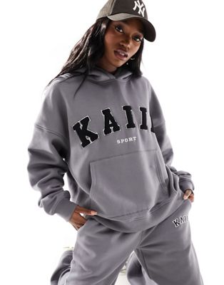 Kaiia sport logo oversized hoodie in dark gray - part of a set Kaiia