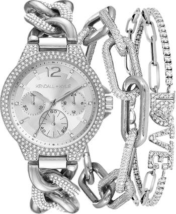 Kendall + Kylie Стеклянные хрустальные часы и двойной браслет, набор из 2 предметов, 35 мм I TOUCH