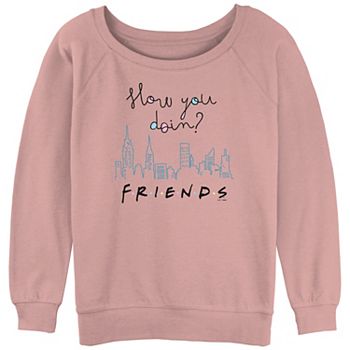 Juniors' Friends How You Doin' City Skyline Graphic Slouchy Terry Pullover Friends