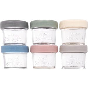 WeeSprout Glass Baby Food Storage Jars with Plastic Lids (4 oz, 6 Pack Set) WeeSprout