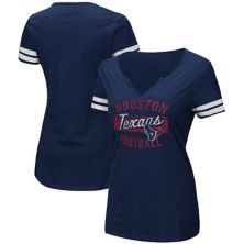 Женская футболка Majestic темно-синего/белого цвета Houston Texans Showtime Tailgate Party с круглым вырезом Majestic