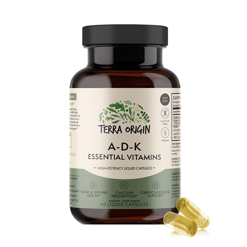 Terra Origin Essential Vitamins A-D-K — 60 жидких капсул Terra Origin