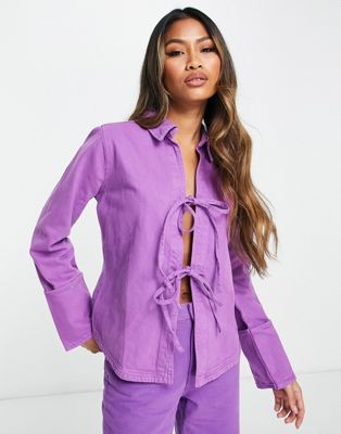Фиолетовая джинсовая блуза Waven с завязками Waven