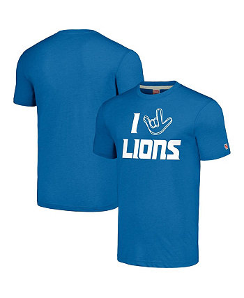 Мужская и женская синяя футболка Detroit Lions The NFL ASL Collection от Love Sign Tri-Blend футболка Homage