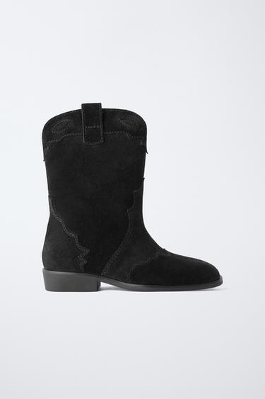 SUEDE COWBOY ANKLE BOOTS Zara